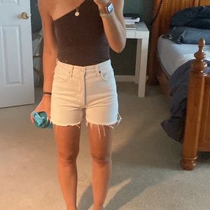 AGoldE white denim Dee shorts